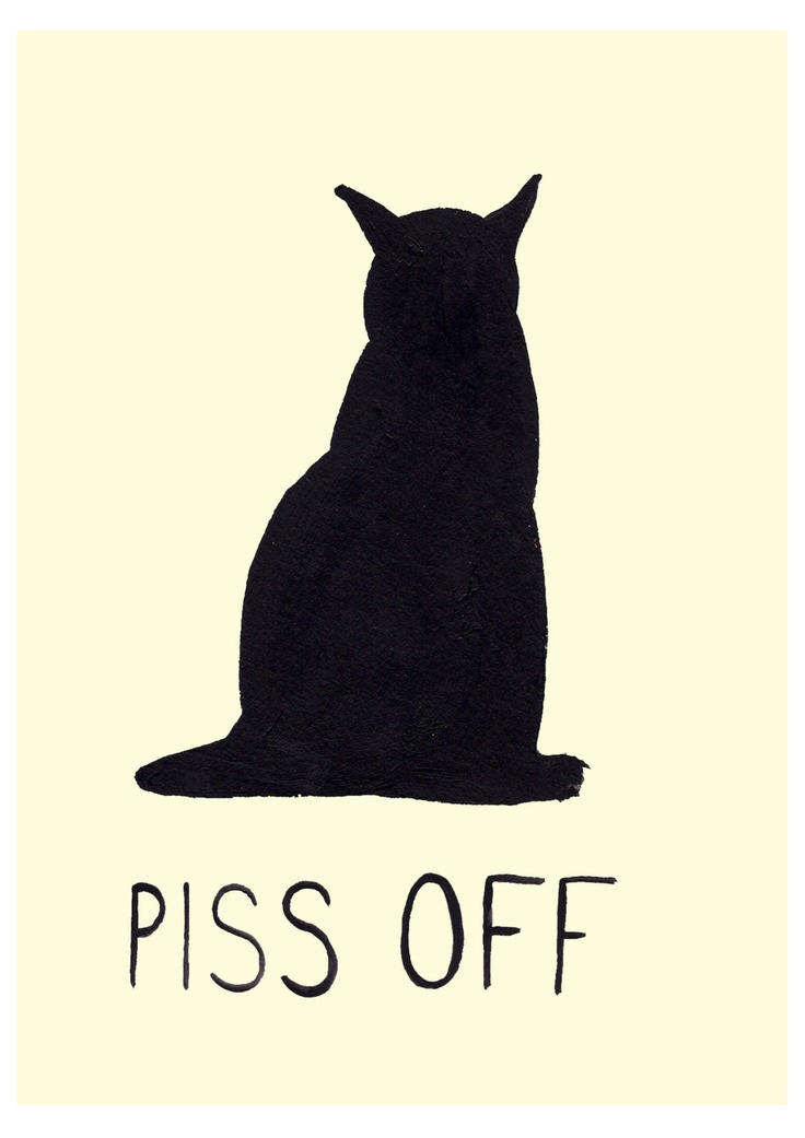 swear rude P Off Black Cat A4 illustration giclee print