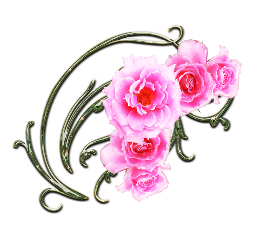 deviantART: More Like pink roses and green swirls png 2 by Melissa-tm